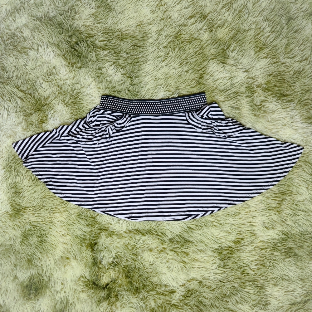 living doll - black / white striped skirt with polka dot waistband and pockets